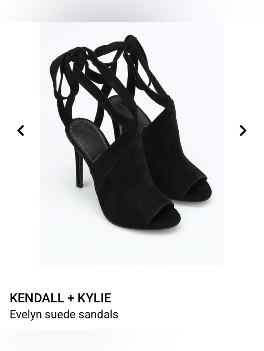 Kendall + Kylie "Evelyn" Black Suede Ankle-Tie Sandals US 5.5 - Picture 4 of 14